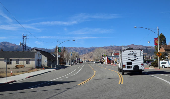 Bridgeport alone in the middle of the valley close to a salt lake