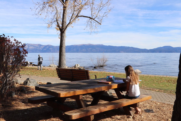 ...doing home work next to the lake