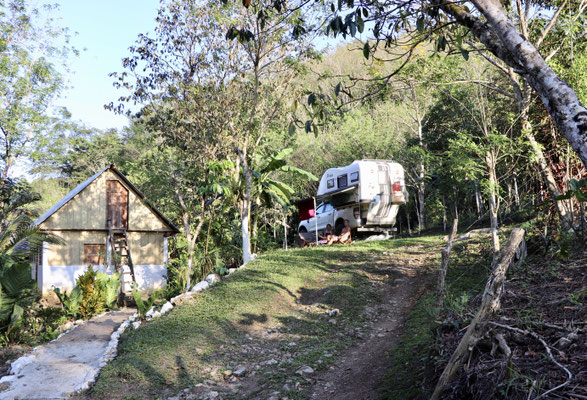 We found a small level area in an informal campsite close to the river..