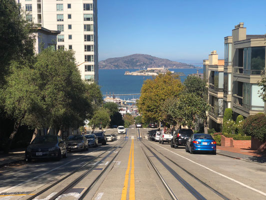 with an amazing view looking down on Alcatraz