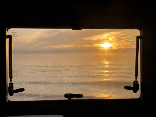 ...with an amazing view out of our camper on to the sea
