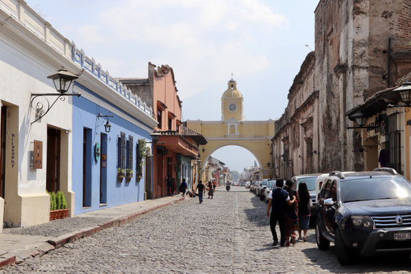 Antigua’s Santa Catalina Arch and, beyond, the Volcán de Agua, which unfortunately you can't see