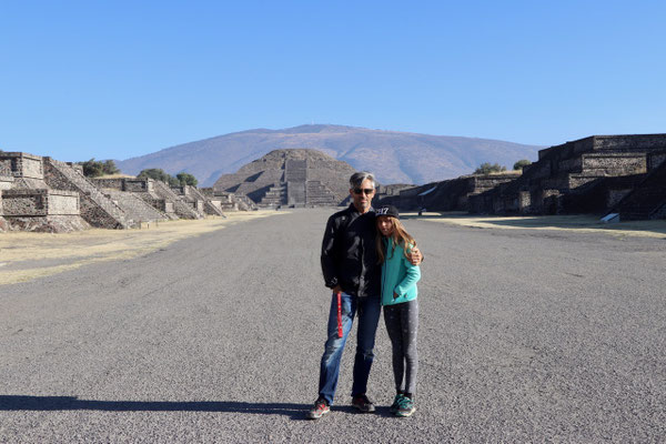 Standing in the road of the dead in Teotihuacan looking towards the pyramid of the moon....a very mysterious place...no one knows who built this city 2000 years ago