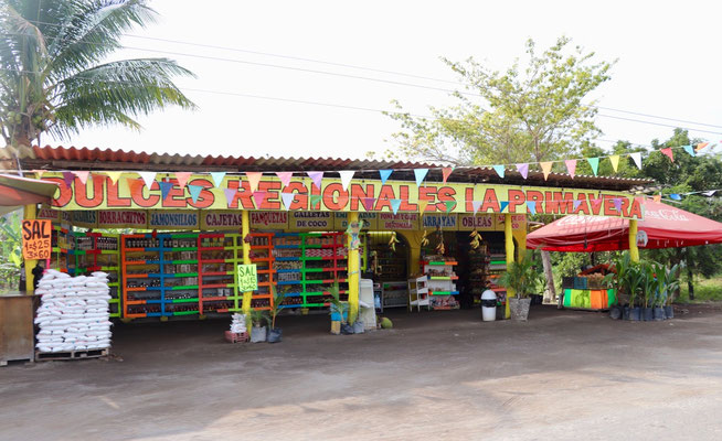 You find roadside shops with fruit & vegetable everywhere...we love it!