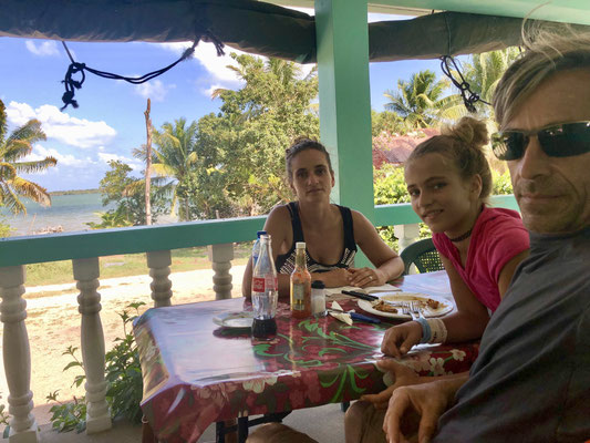 The local Restaurant was someones balcony. Two tables and a few chairs good enough to have our first Belizean lunch
