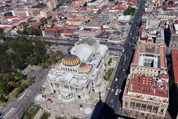 Looking down on to the Art Museum from the tallest building in the city called Torre Latino