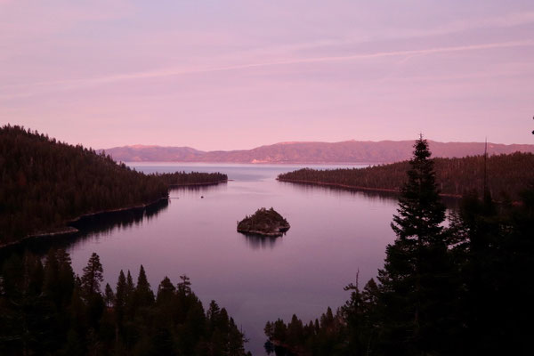 Evening light over Tahoe Lake as we leave the beautiful Tahoe Lake District