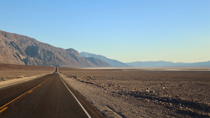 and then heading towards Badwater which is 85.5m below sea level...