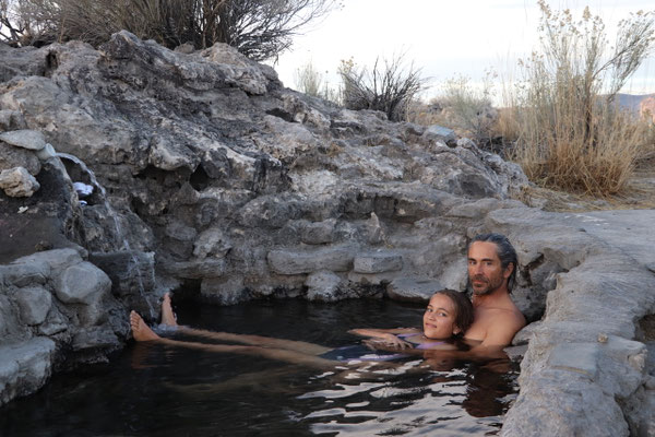 Found a lovely hot spring just of the highway, jumped in for relaxing after a long days drive