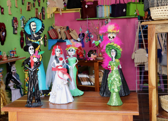 All over Mexico you find these, what you call Catarina's, a skeleton dressed in a beautiful dress. This is the way the natives made fun of their President a hundred years ago