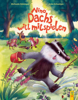 Cover Cover Bilderbuch: Ein kleiner Dachs hüpft in eine Pfütze