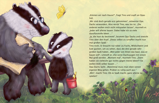 Bilderbuch-Illustration: Opa Dachs und Nino Dachs