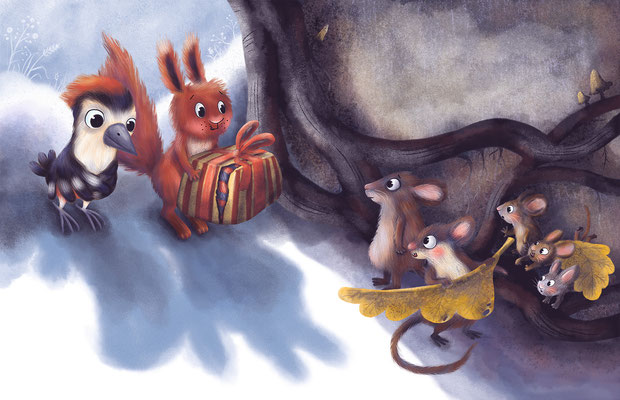 Eine Mäusefamilie ist in den hohlen Baumstamm eingezogen...(Weihnachts-Bilderbuch ab 3 Jahren, G&G Verlag, Christine Auer, Anka Schwelgin)