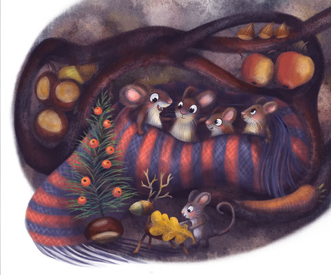 Vignette, Bilderbuch "Wach auf, wenn das Christkind kommt" 2023 G&G, Text: Christine Auer, Illustrationen: Anka Schwelgin