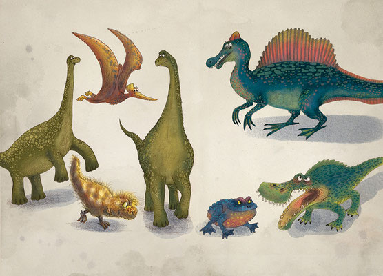 AnkaSchwelgin, Mixed-Media-Illustration, freie Arbeit 2024, Dinosaurier