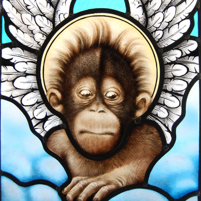 stained glass monkey