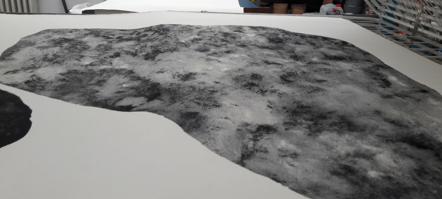 Carborundum print II, laying in the tray