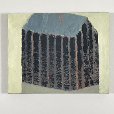 "Schwarzes Streifenhaus", 2022, Öl auf Leinwand, 24 x 30 cm