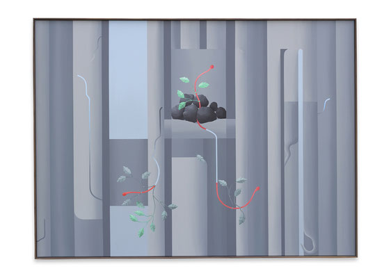 distracted brutalism #7, 2023, Acryl auf Leinwand, 100 x 135 cm