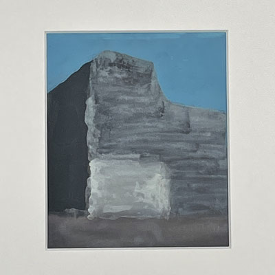 "Architekturblock", 2017, Öl auf Papier, 15,2 x 12,7 cm 