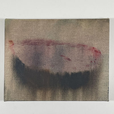 "Schale sich auflösend", 2022, Öl auf Leinwand, 25 x 31 cm