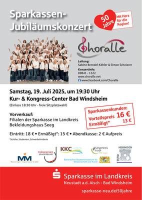 Choralle Sparkassen Jubiläumskonzert am 19.Juli 2025