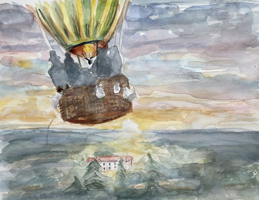 Illustration spectacle Jules Verne collages dessin aquarelle Carole Giboni Bourgogne écuries de chaumont 71