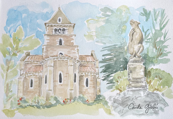 église de Dun à l'aquarelle