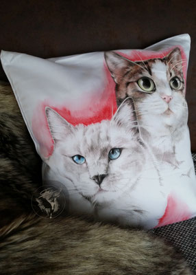 Kuschelkissen "Anton und Luna", Textilmalerei