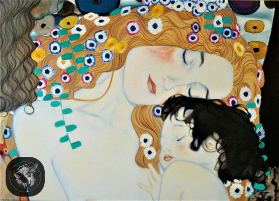 "Mutter mit Kind", Kopie nach Klimt in Öl auf Leinwand
