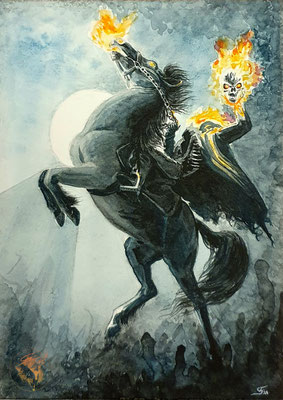 "Der kopflose Reiter", Aquarell