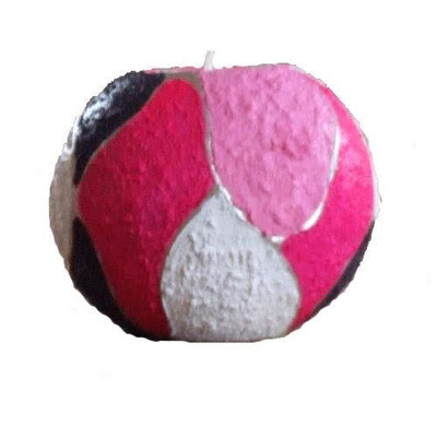 Waxinehouder bol roze/wit - 10 x 10 cm