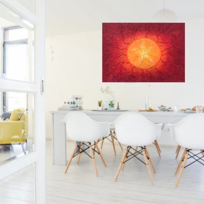 Schilderij SUN 80 x 60 cm