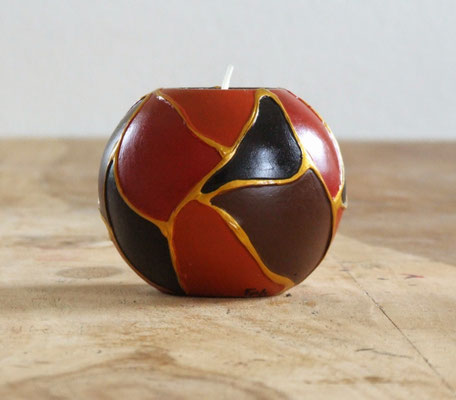 Waxinehouder bol glad zwart/bruin/rood - 10 x 10 cm