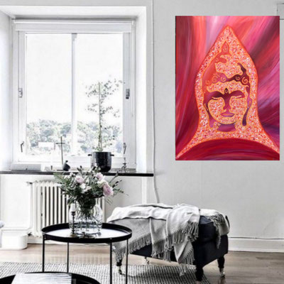 Schilderij vrouwelijke BOEDDHA 60 x 80 cm