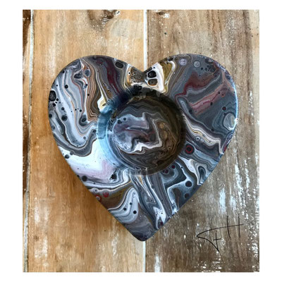 Pouring Art waxinehouder hart 16 x 16 cm