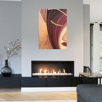 Schilderij BOEDDHA 60 x 80 cm met reliëf buddha spiritual spiritueel gold 