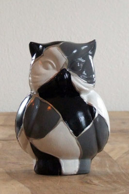 Uil zwart/grijs/wit - 11 x 16 cm 