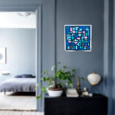 Schilderij HEART blauw 30 x 30 cm