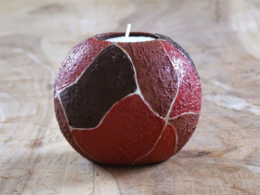 Waxinehouder zand zwart/bruin/rood - 10 x 10 cm  