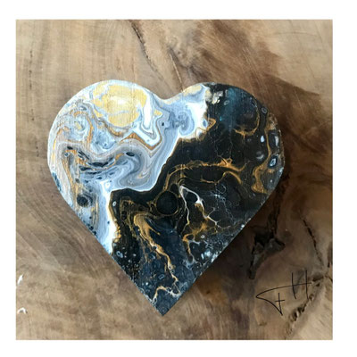 Pouring Art - houten doosje 9 x 9 cm