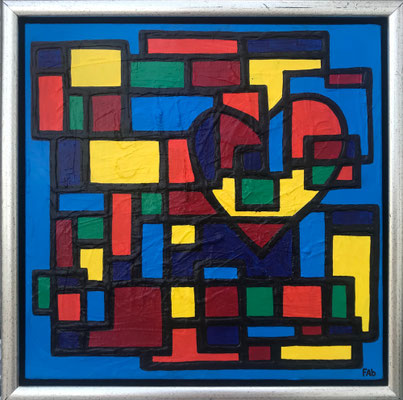 Schilderij HEART kleurrijk 30 x 30 cm