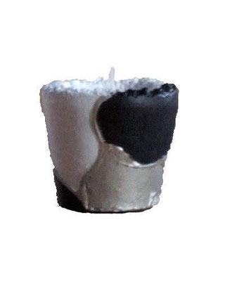 Waxinehouder klein zwart/zilver/wit - 5,5 x 5,5 cm