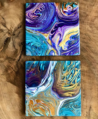 Pouring Art - onderzetters 10 x 10 cm