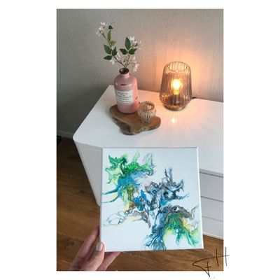 Pouring Art - Schilderij 20 x 20 cm