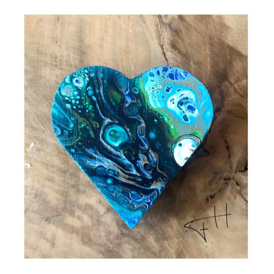 Pouring Art - houten doosje 9 x 9 cm
