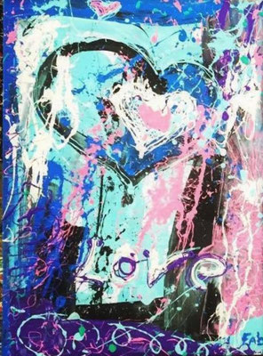 Schilderij BLUE  LOVE 60 x 80 cm