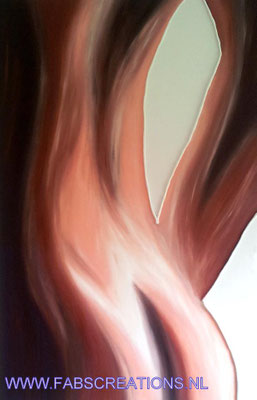 Schilderij NUDE 70 x 115 cm body woman ass kont billen lichaam brown skin bruin 