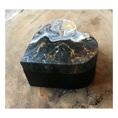 Pouring Art - houten doosje 9 x 9 cm