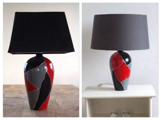 Lamp zwart en grijze kap 20 x 60 cm 